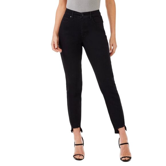 sofia by sofia vergara Denim - Womens Sofia Vergara Jeans Adora Super High Rise Curvy Girlfriend Chew Hem Black